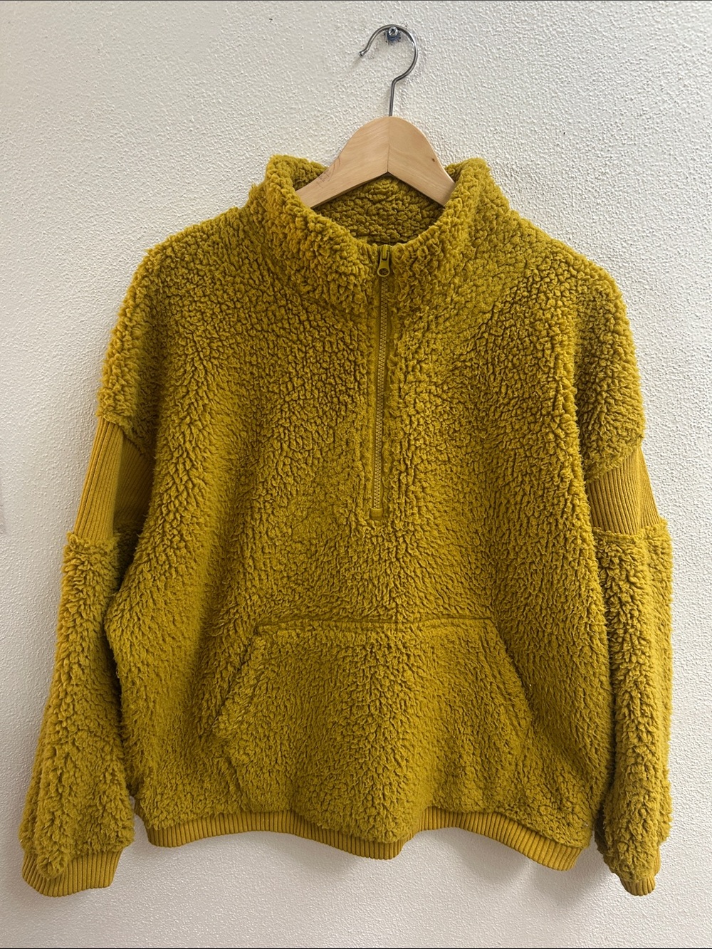 JoyLab Quarter Zip fleece pullover mustard yellow/gold size XL
